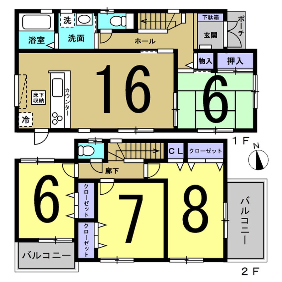 斑鳩町 龍田北 新築 2号棟 2080万円(間取) 斑鳩町 龍田北 新築 2号棟 2080万円(間取)