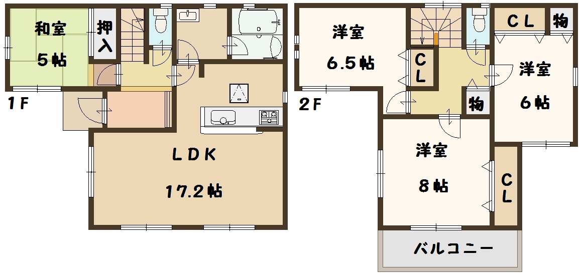 河合町 池部 新築 3号棟 1980万円(間取) 河合町 池部 新築 3号棟 1980万円(間取)