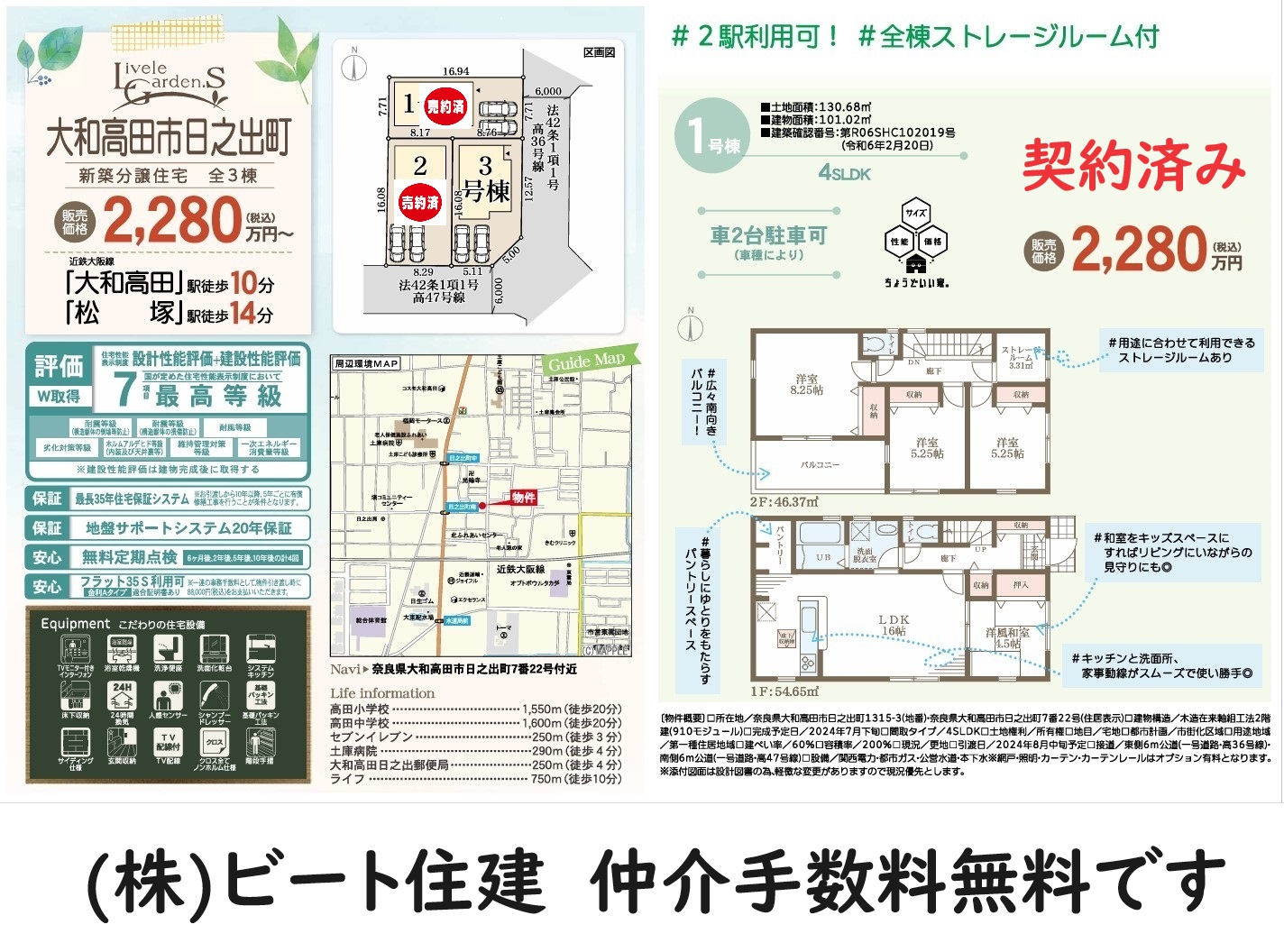 大和高田市日之出町　一建設  仲介手数料割引などお任せください。(間取)